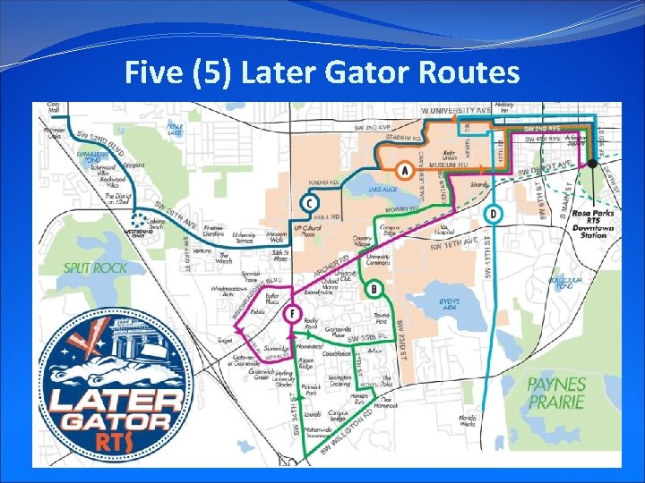 Five (5) Later Gator Routes 