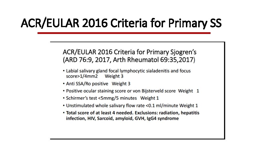 ACR/EULAR 2016 Criteria for Primary SS 