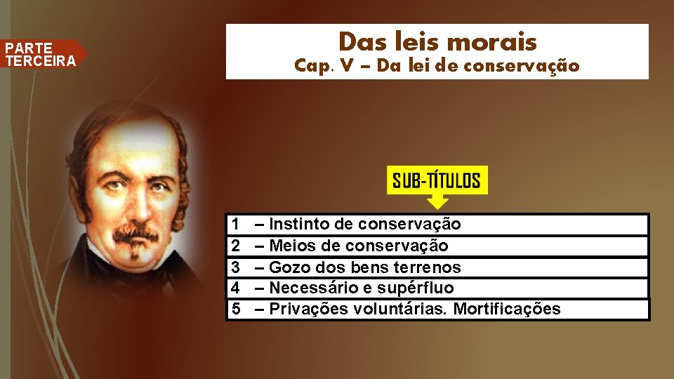 Das leis morais PARTE TERCEIRA Cap. V – Da lei de conservação 1 2