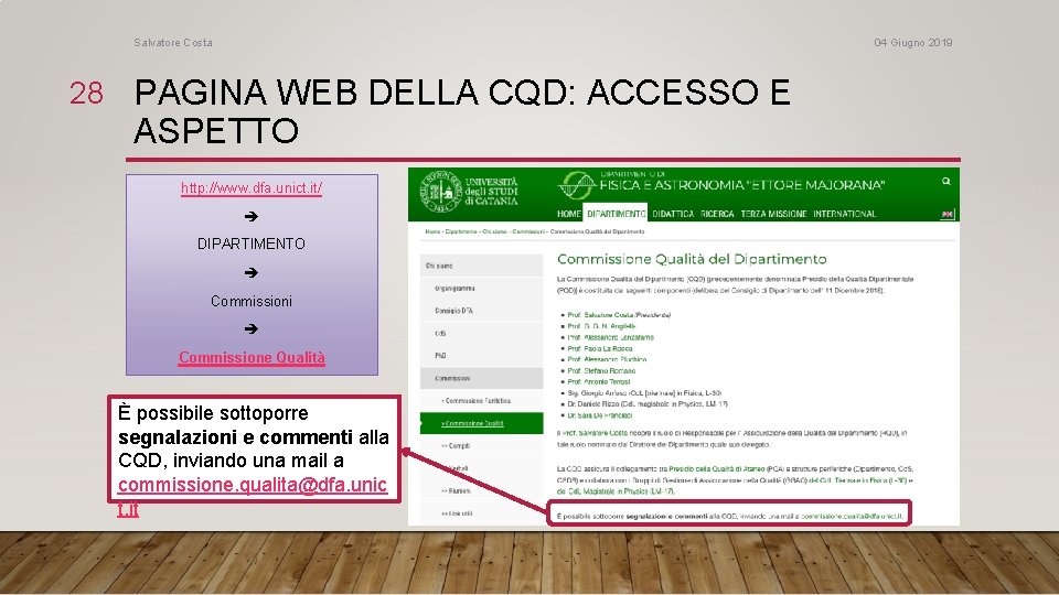 Salvatore Costa 04 Giugno 2019 28 PAGINA WEB DELLA CQD: ACCESSO E ASPETTO http: