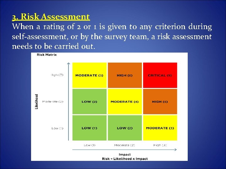 3. Risk Assessment When a rating of 2 or 1 is given to any 3. Risk Assessment When a rating of 2 or 1 is given to any