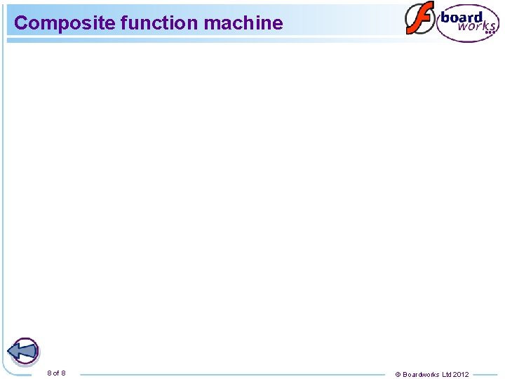 Composite function machine 8 of 8 © Boardworks Ltd 2012 