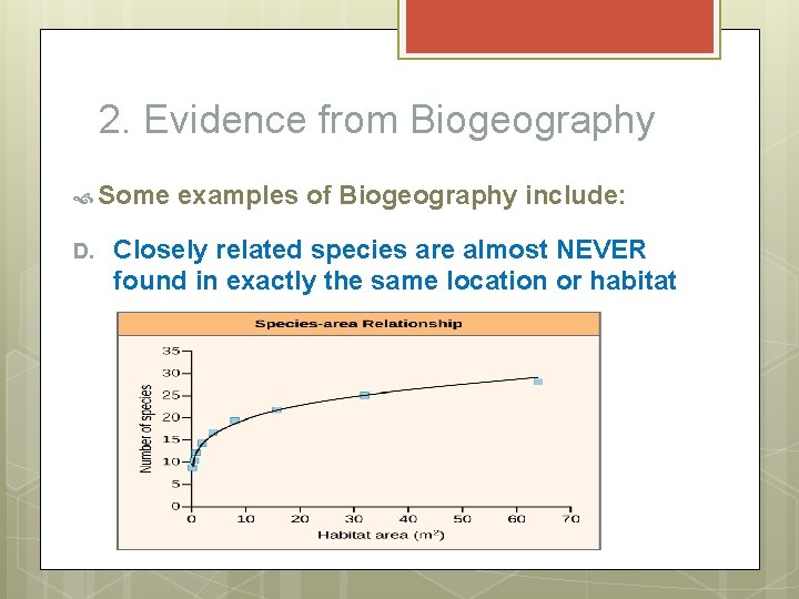 2. Evidence from Biogeography Some D. examples of Biogeography include: Closely related species are