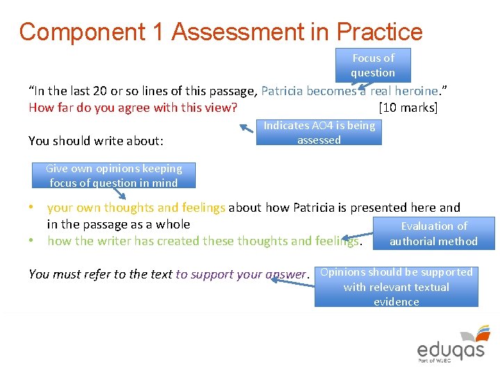 Component 1 Assessment in Practice Focus of question “In the last 20 or so