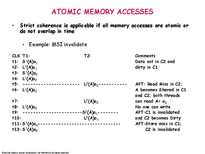 ATOMIC MEMORY ACCESSES • Strict coherence is applicable if all memory accesses are atomic