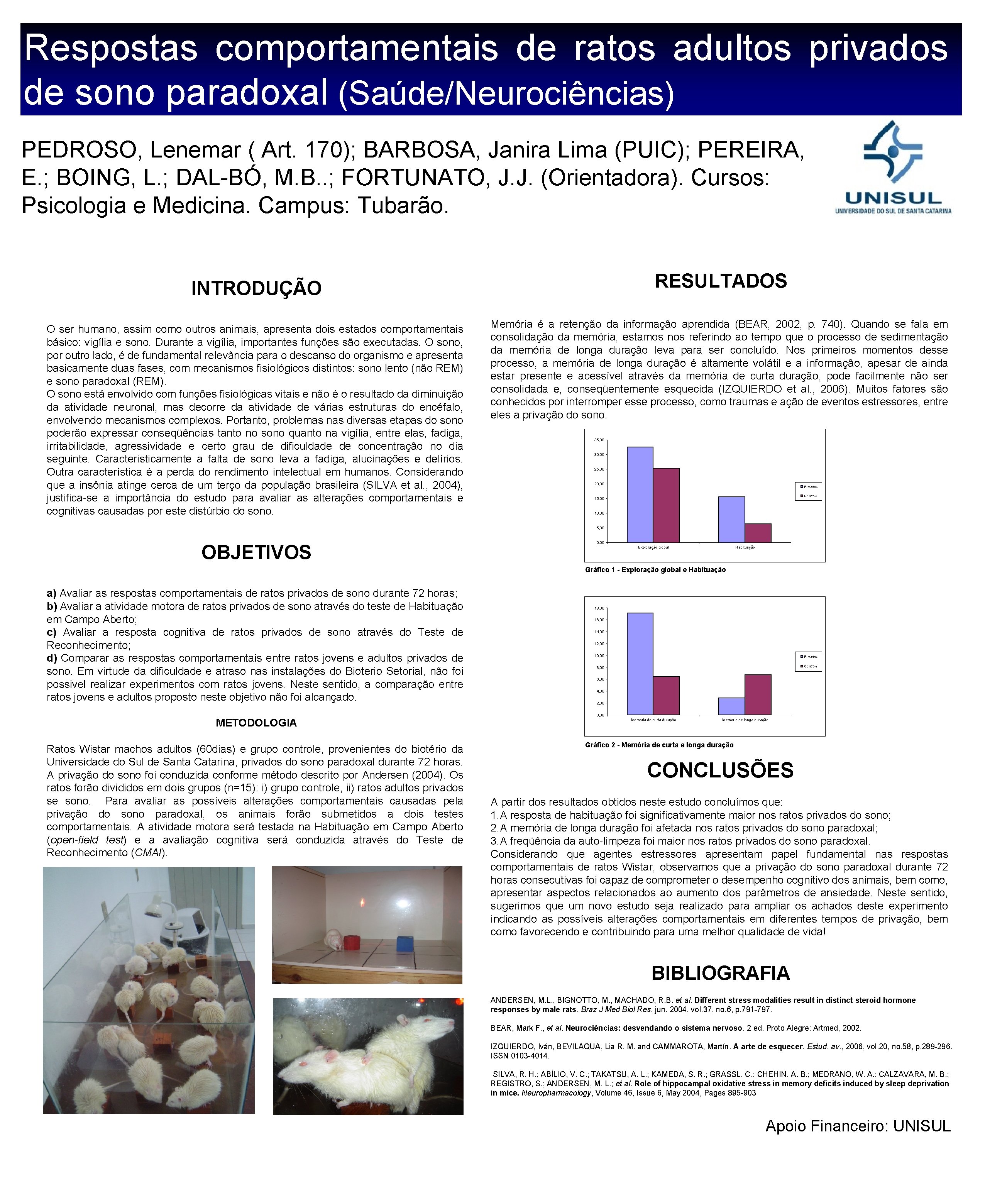 Respostas comportamentais de ratos adultos privados de sono paradoxal (Saúde/Neurociências) PEDROSO, Lenemar ( Art.