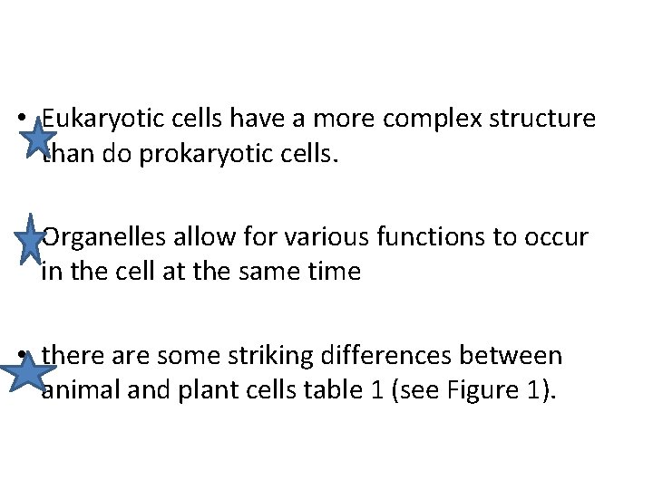  • Eukaryotic cells have a more complex structure than do prokaryotic cells. •