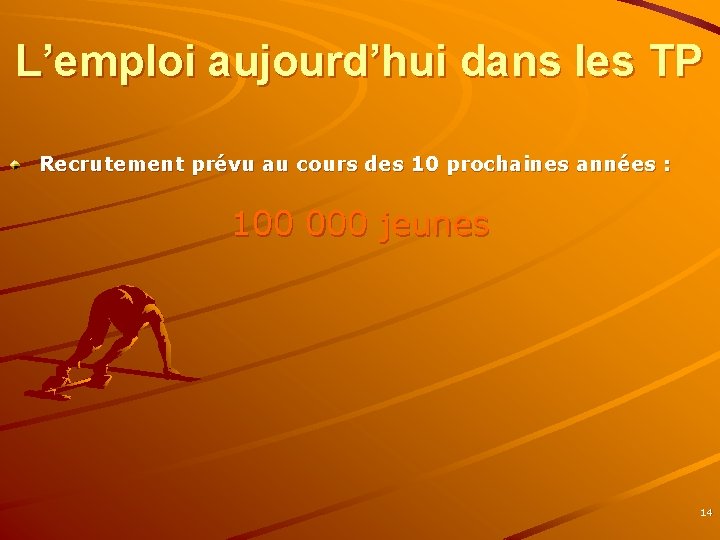 L’emploi aujourd’hui dans les TP Recrutement prévu au cours des 10 prochaines années :