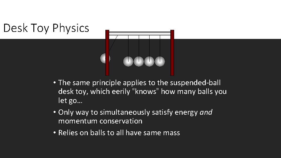 Desk Toy Physics • The same principle applies to the suspended-ball desk toy, which