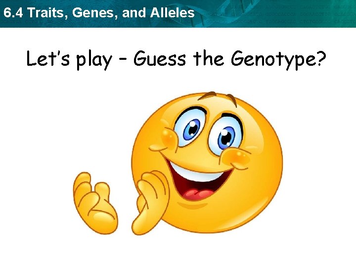 6. 4 Traits, Genes, and Alleles Let’s play – Guess the Genotype? 