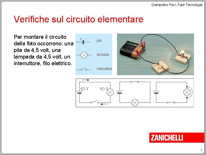 Giampietro Paci, Fare Tecnologia Verifiche sul circuito elementare Per montare il circuito della foto