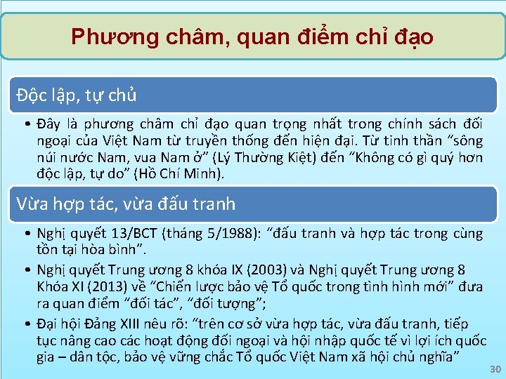 Phương châm, quan điểm chỉ đạo Độc lập, tự chủ • Đây là phương