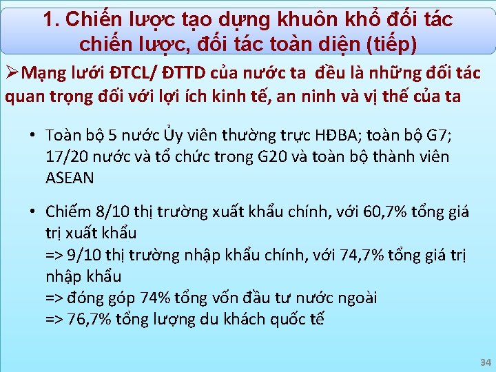 1. Chiến lược tạo dựng khuôn khổ đối tác chiến lược, đối tác toàn