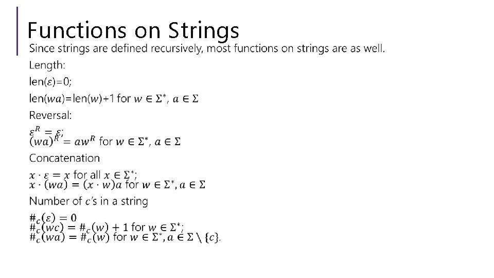 Functions on Strings 