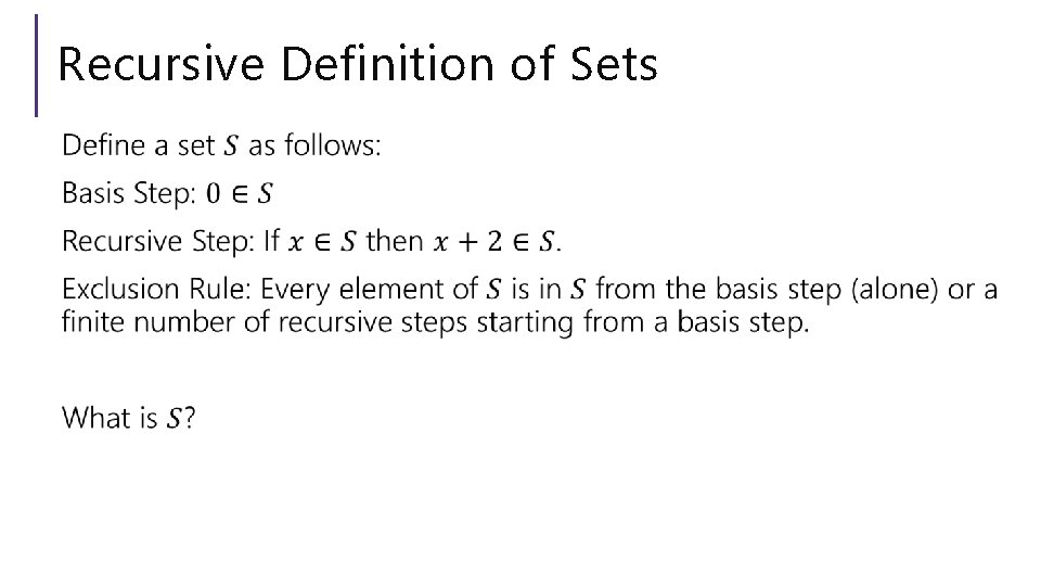 Recursive Definition of Sets 