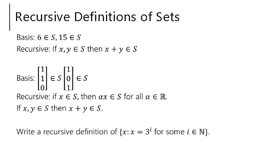 Recursive Definitions of Sets 