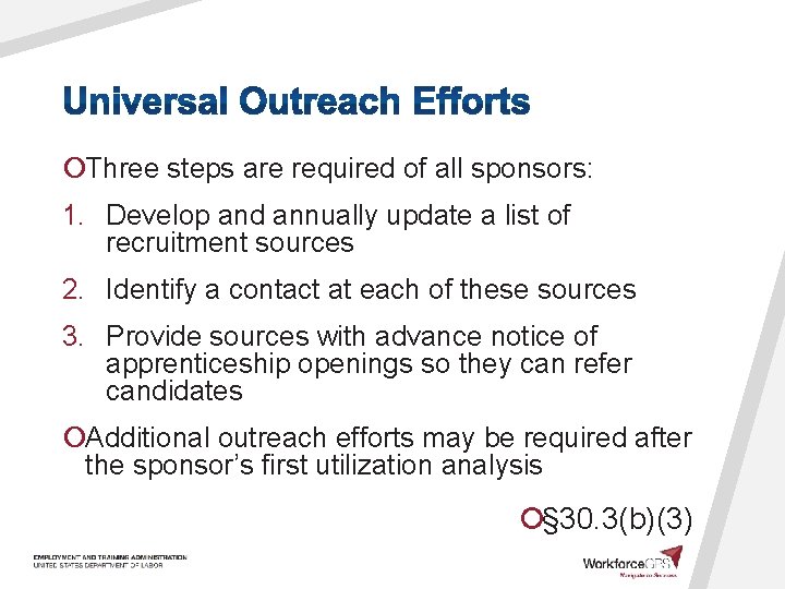 ¡Three steps are required of all sponsors: 1. Develop and annually update a list