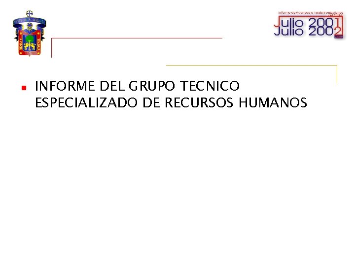 n INFORME DEL GRUPO TECNICO ESPECIALIZADO DE RECURSOS HUMANOS 