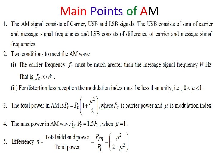 Main Points of AM 