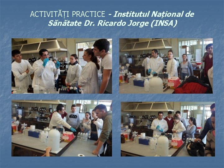 ACTIVITĂȚI PRACTICE - Institutul Național de Sănătate Dr. Ricardo Jorge (INSA) 