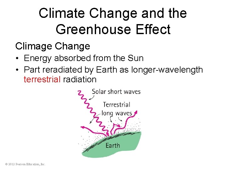 Climate Change and the Greenhouse Effect Climage Change • Energy absorbed from the Sun