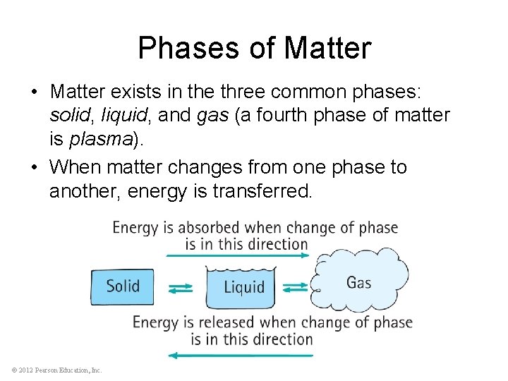 Phases of Matter • Matter exists in the three common phases: solid, liquid, and