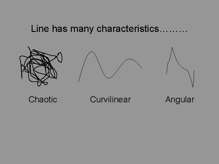 Line has many characteristics……… Chaotic Curvilinear Angular 