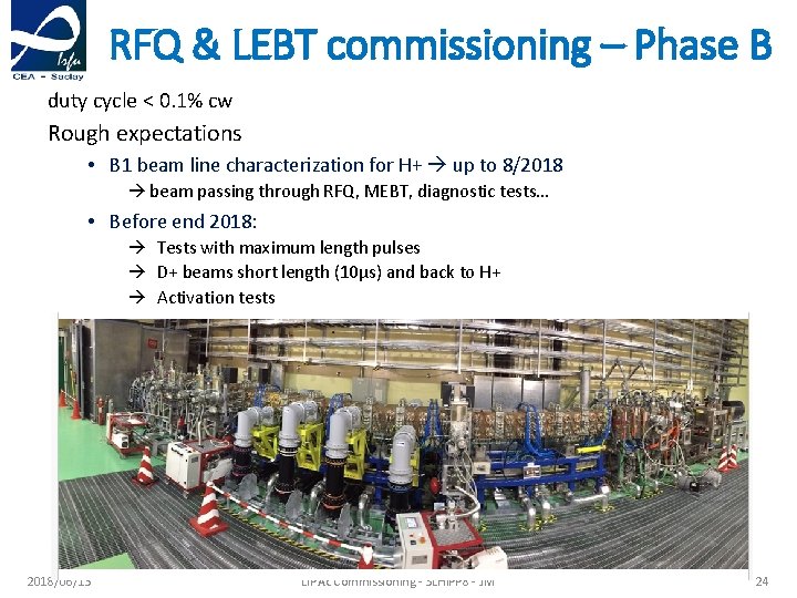 RFQ & LEBT commissioning – Phase B duty cycle < 0. 1% cw Rough