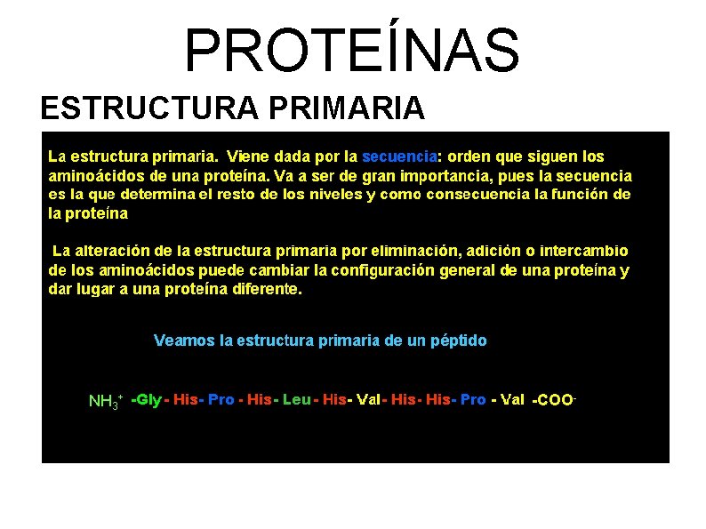 PROTEÍNAS ESTRUCTURA PRIMARIA NH 3+ -COO- 