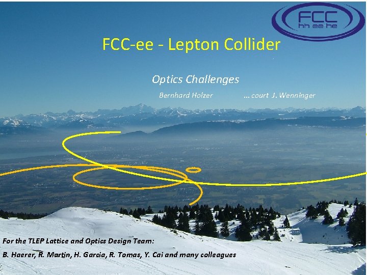 FCC-ee - Lepton Collider Optics Challenges Bernhard Holzer For the TLEP Lattice and Optics