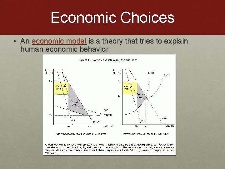 Economic Choices • An economic model is a theory that tries to explain human