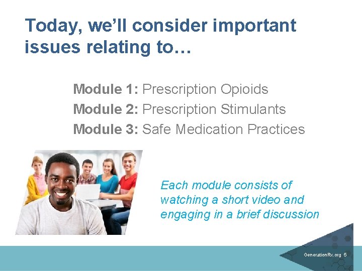 Today, we’ll consider important issues relating to… Module 1: Prescription Opioids Module 2: Prescription