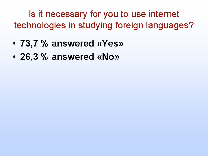Is it necessary for you to use internet technologies in studying foreign languages? •