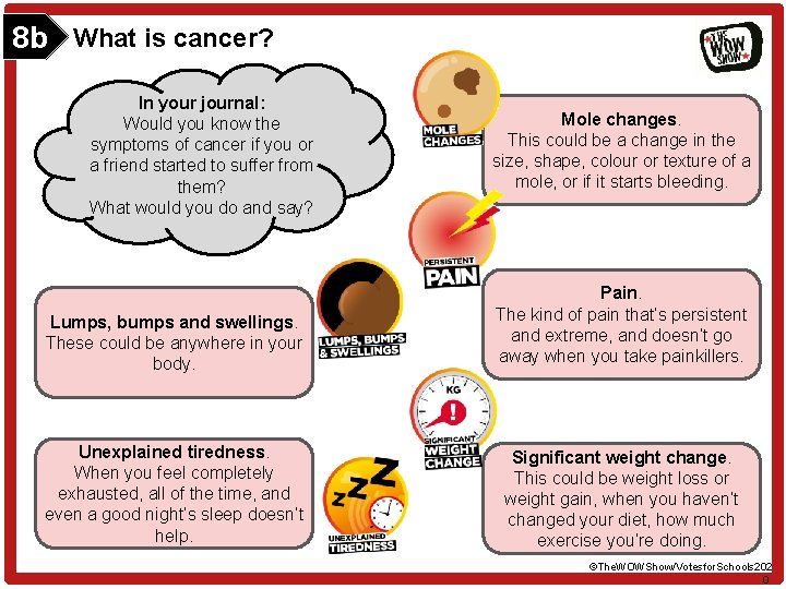 8 b What is cancer? In your journal: Would you know the symptoms of