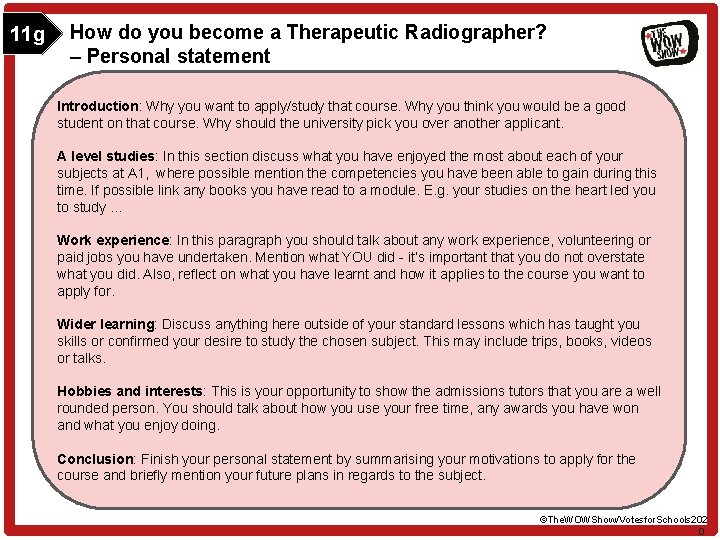 11 g How do you become a Therapeutic Radiographer? – Personal statement Introduction: Why
