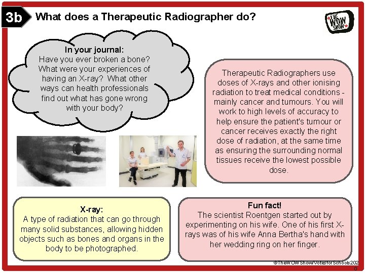 3 b What does a Therapeutic Radiographer do? In your journal: Have you ever