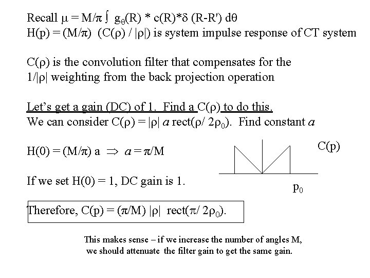 Recall = M/π ∫ g (R) * c(R)* (R-R') d H(p) = (M/π) (C(r)