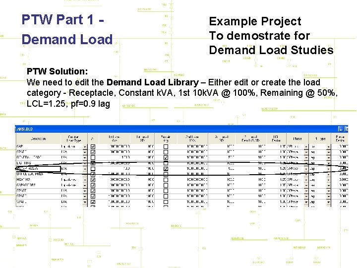 PTW Part 1 Demand Load Example Project To demostrate for Demand Load Studies PTW