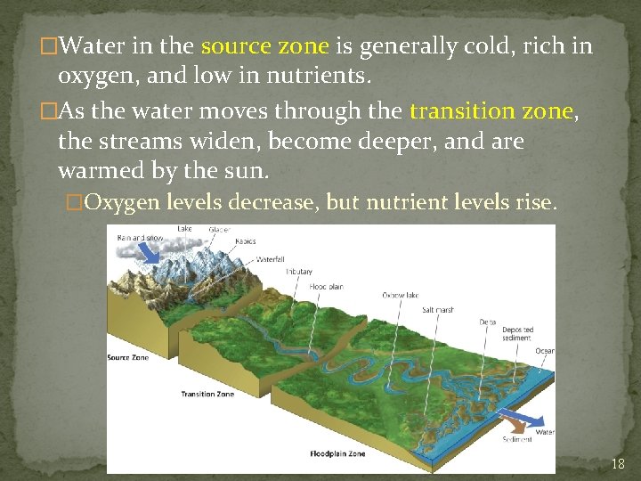 �Water in the source zone is generally cold, rich in oxygen, and low in