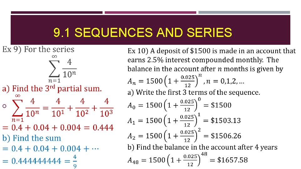 9. 1 SEQUENCES AND SERIES 