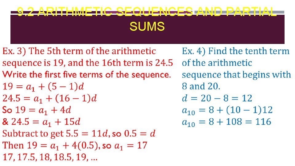 9. 2 ARITHMETIC SEQUENCES AND PARTIAL SUMS 