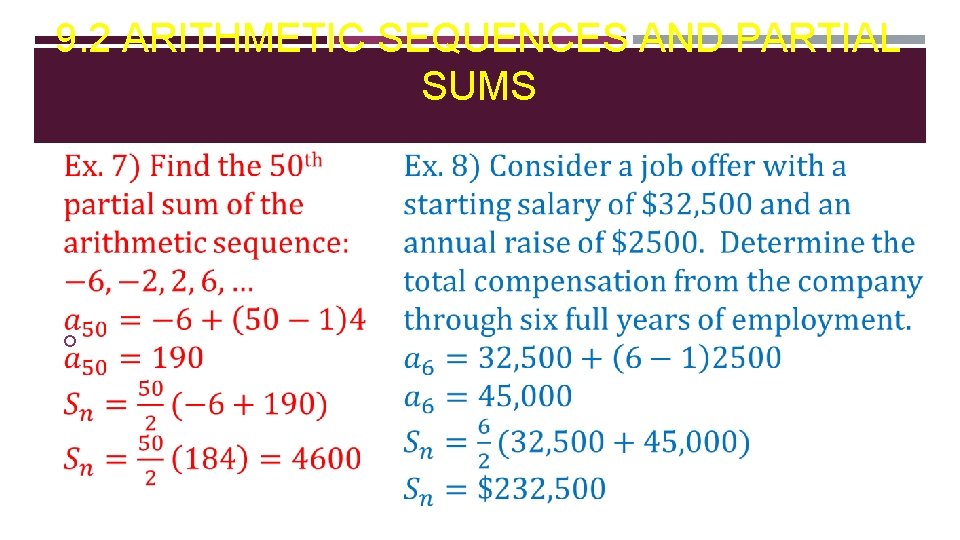 9. 2 ARITHMETIC SEQUENCES AND PARTIAL SUMS 