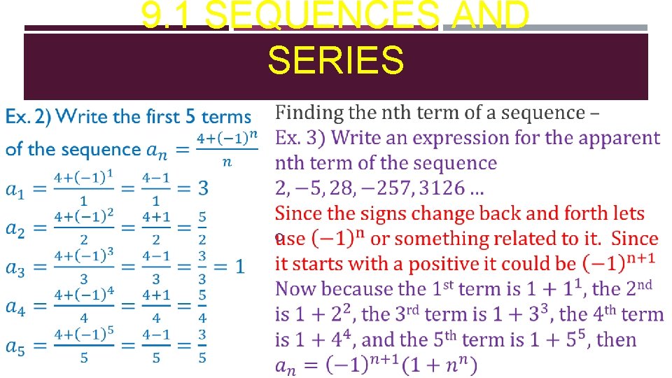 9. 1 SEQUENCES AND SERIES 