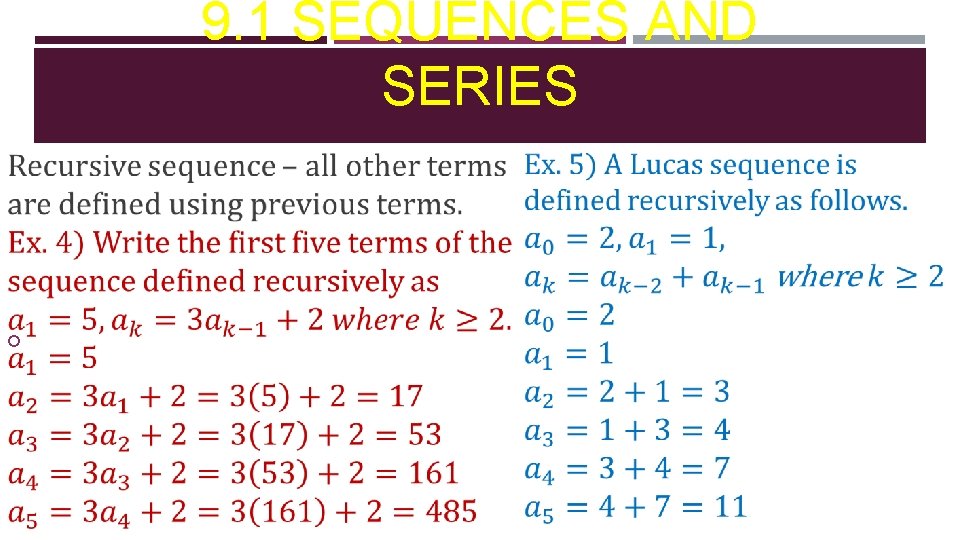 9. 1 SEQUENCES AND SERIES 