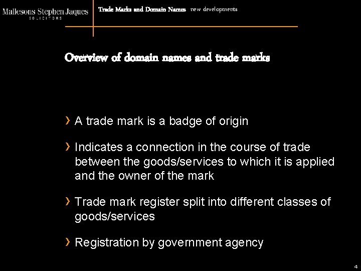 Trade Marks and Domain Names new developments Overview of domain names and trade marks