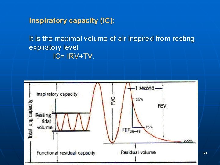 Inspiratory capacity (IC): It is the maximal volume of air inspired from resting expiratory