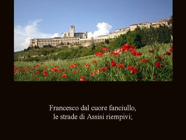 Francesco dal cuore fanciullo, le strade di Assisi riempivi; 
