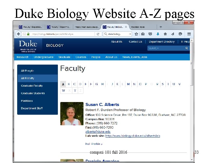 Duke Biology Website A-Z pages compsci 101 fall 2016 33 