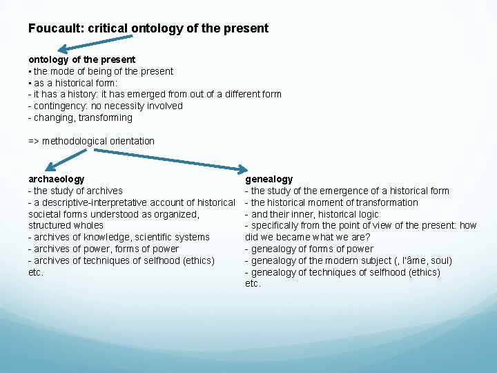 Foucault: critical ontology of the present • the mode of being of the present