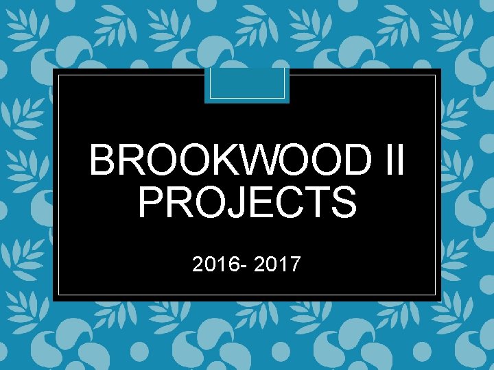 BROOKWOOD II PROJECTS 2016 - 2017 